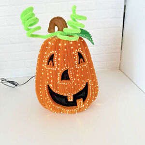 Vintage Halloween Avon Fiber Optic Jack O Lantern Pumpkin Decor 10” NEW In Box